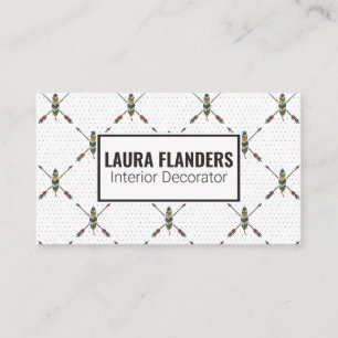 Tarjeta De Visita Diseño de pluma boho elegante