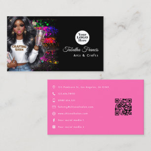 Tarjeta De Visita Diseño de Reina de rafting para una mujer negra de
