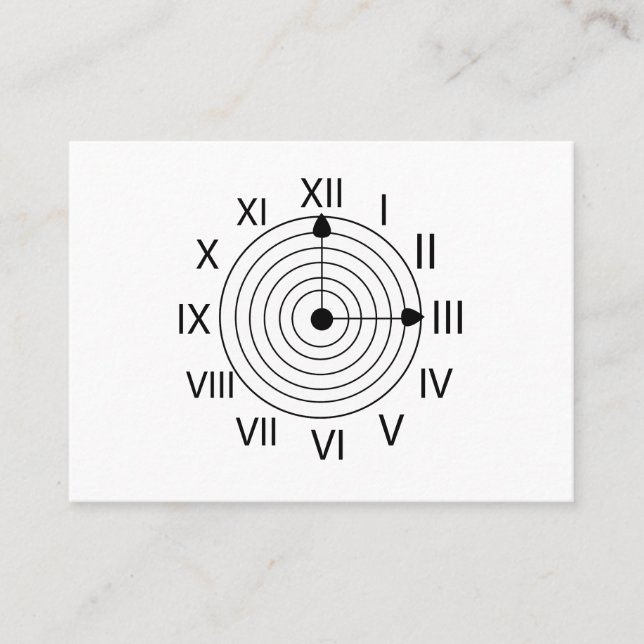 Tarjeta De Visita Diseño de reloj romano blanco y negro (Anverso)