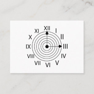 Tarjeta De Visita Diseño de reloj romano en blanco y negro