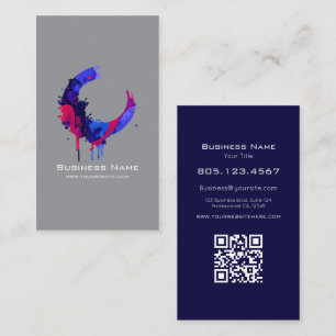 Tarjeta De Visita Diseño de remolino de pintura abstracta púrpura –
