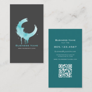Tarjeta De Visita Diseño de remolino de pintura acuarela azul verdos