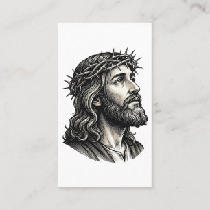 Tarjeta De Visita Diseño de retrato de corona de espinas de grabado