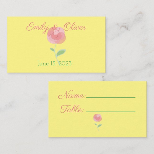 Tarjeta De Visita Diseño de rosa rosado puro en un estilo moderno (Anverso / Reverso)