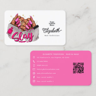 Tarjeta De Visita Diseño de salón audaz en rosa caliente para afroam