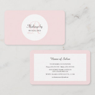 Tarjeta De Visita Diseño de Salón de Maquillaje Rosa Suave
