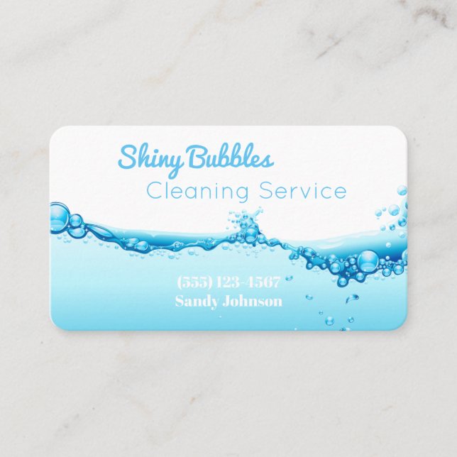 Tarjeta De Visita Diseño de salpicaduras de agua Servicios de limpie (Anverso)