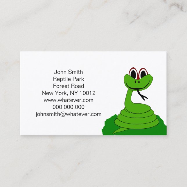 Tarjeta De Visita Diseño de serpiente (Anverso)