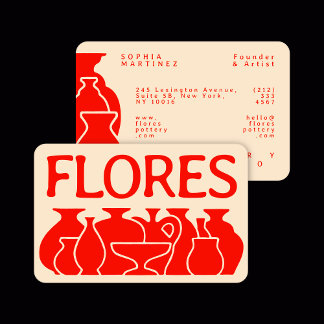 Tarjeta De Visita Diseño de silueta de vase de potería audaz