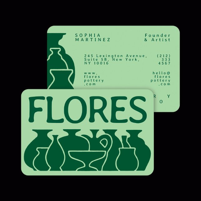 Tarjeta De Visita Diseño de silueta de vase de potería audaz (Subido por el creador)