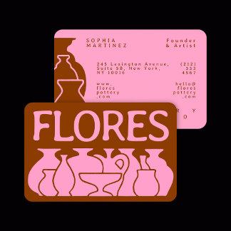 Tarjeta De Visita Diseño de silueta de vase de potería audaz