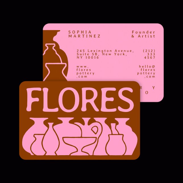 Tarjeta De Visita Diseño de silueta de vase de potería audaz (Subido por el creador)