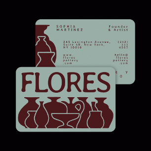 Tarjeta De Visita Diseño de silueta de vase de potería audaz