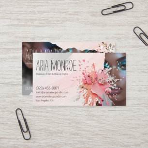 Tarjeta De Visita Diseño de Splash de Artista de maquillaje en negri
