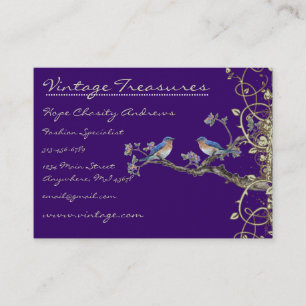 Tarjeta De Visita Diseño de Swirl Lucky Vintage Bluebirds