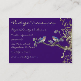 Tarjeta De Visita Diseño de Swirl Lucky Vintage Bluebirds