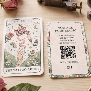 Tarjeta De Visita Diseño de Tarot Artista de Tatuajes Rubor Místico