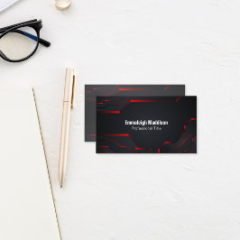 Tarjeta De Visita Diseño de tecnología abstracta moderno | Rojo negr