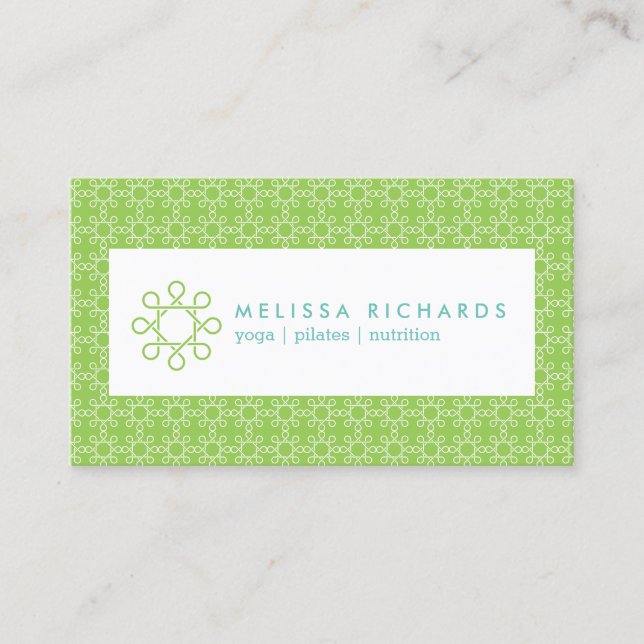 Tarjeta De Visita Diseño de tejidos de cal/menta para fitness y yoga (Anverso)