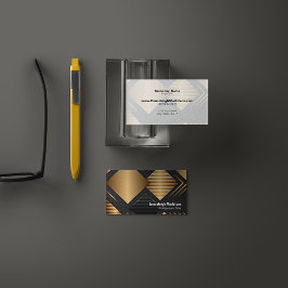 Tarjeta De Visita Diseño de texto abstracto moderno | Dorado Negro