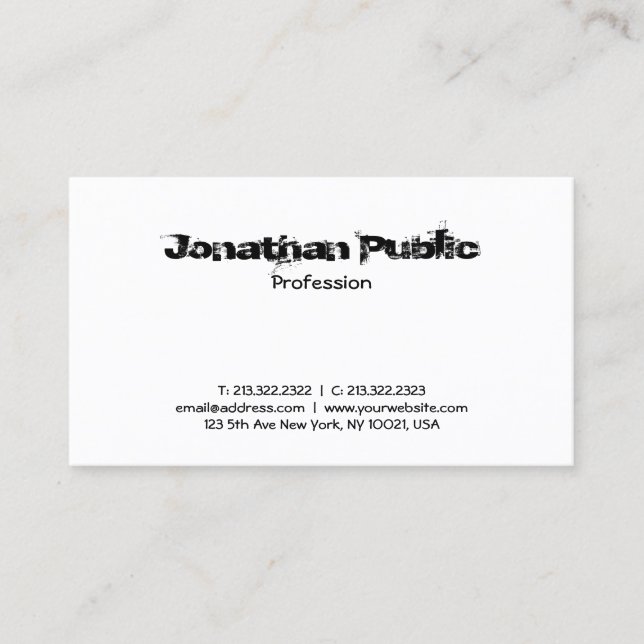 Tarjeta De Visita Diseño de texto creativo profesional sencillo senc (Anverso)