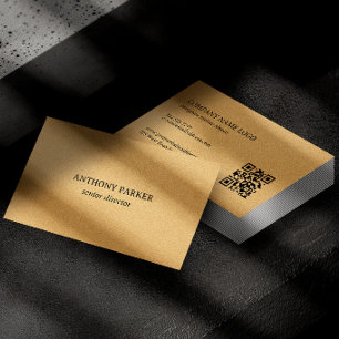 Tarjeta De Visita Diseño de textura de cuero falso dorado