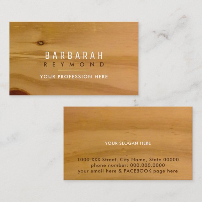 Tarjeta De Visita diseño de textura de madera clara para cualquier p (Anverso / Reverso)