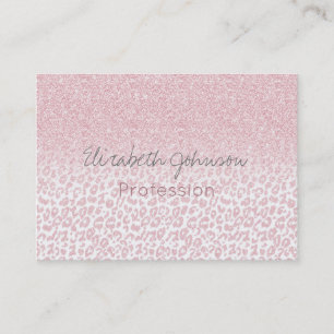 Tarjeta De Visita Diseño de tonos rosados de moda y Purpurina leopa