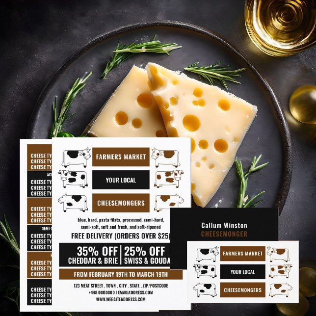 Tarjeta De Visita Diseño de vacas lecheras, Cheesemonger (Subido por el creador)
