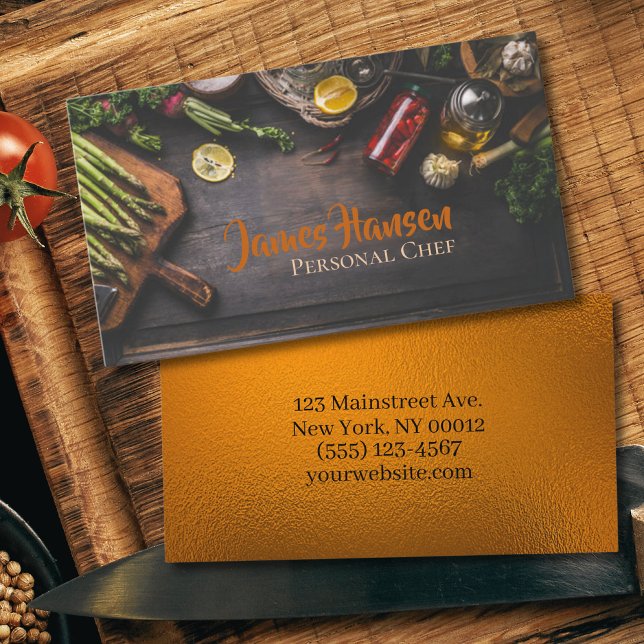 Tarjeta De Visita Diseño de verduras y hierbas para el chef personal (Subido por el creador)