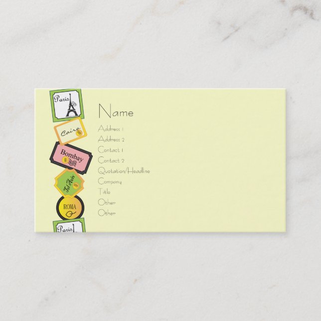 Tarjeta De Visita Diseño de viajes (Anverso)