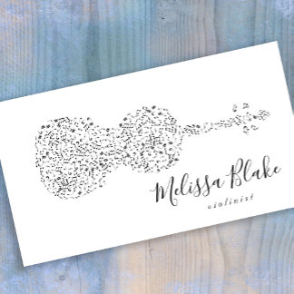 Tarjeta De Visita diseño de violín blanco y negro