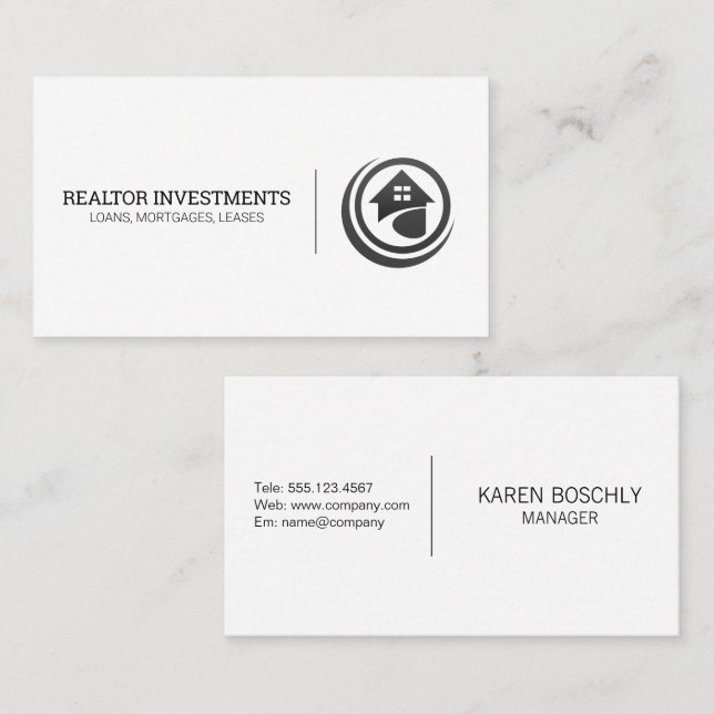 Tarjeta De Visita Diseño del logotipo inmobiliario moderno (Anverso / Reverso)