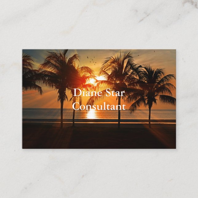 Tarjeta De Visita Diseño del mar de la puesta del sol (Anverso)