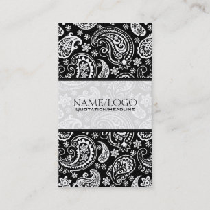 Tarjeta De Visita Diseño del patrón 2 de paisley retro negro y blanc