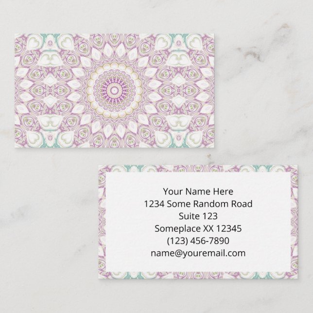 Tarjeta De Visita Diseño del patrón de Mandala Lavender y Pastel Ver (Anverso / Reverso)