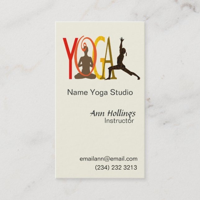 Tarjeta De Visita Diseño del texto de la yoga (Anverso)