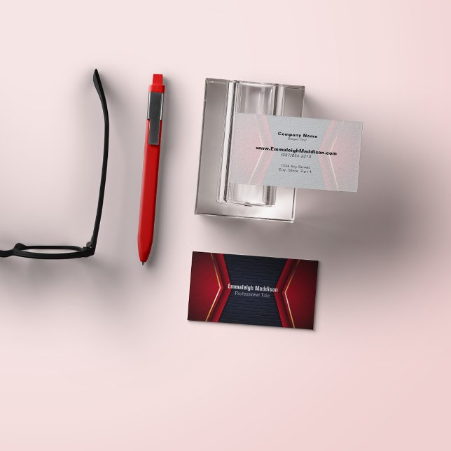 Tarjeta De Visita Diseño deportivo abstracto moderno | Rojo azul mar (Subido por el creador)