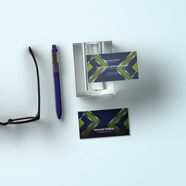 Tarjeta De Visita Diseño deportivo abstracto moderno | Verde azul (Subido por el creador)