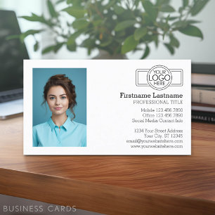 Tarjeta De Visita Diseño Ejecutivo Básico con Logo y Foto