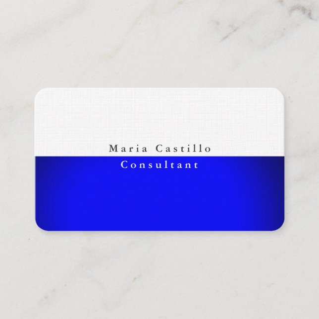 Tarjeta De Visita Diseño elegante azul blanco Minimalista (Anverso)