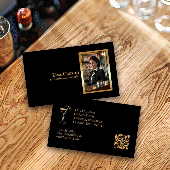 Tarjeta De Visita Diseño elegante de Barman Profesional (Subido por el creador)