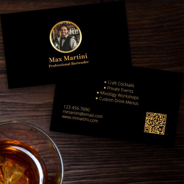 Tarjeta De Visita Diseño elegante de Barman Profesional (Subido por el creador)