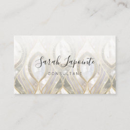 Tarjeta De Visita Diseño elegante de cuarzo blanco y oro