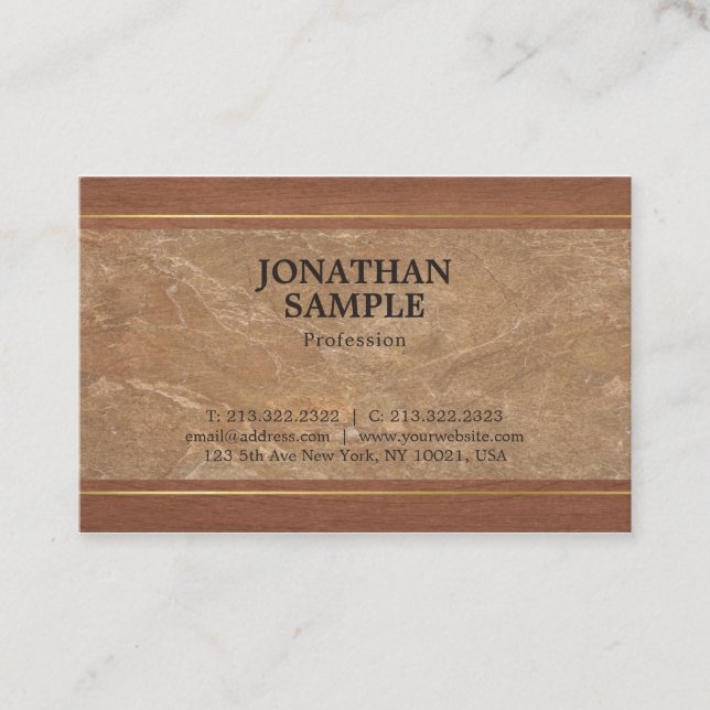 Tarjeta De Visita Diseño elegante de diseño con estilo de madera de  (Anverso)