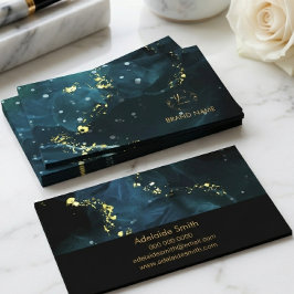 Tarjeta De Visita Diseño elegante de estilo mármol en azul marino y 