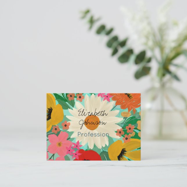 Tarjeta De Visita Diseño elegante de la Casa de la Moneda Floral en  (Anverso de pie)