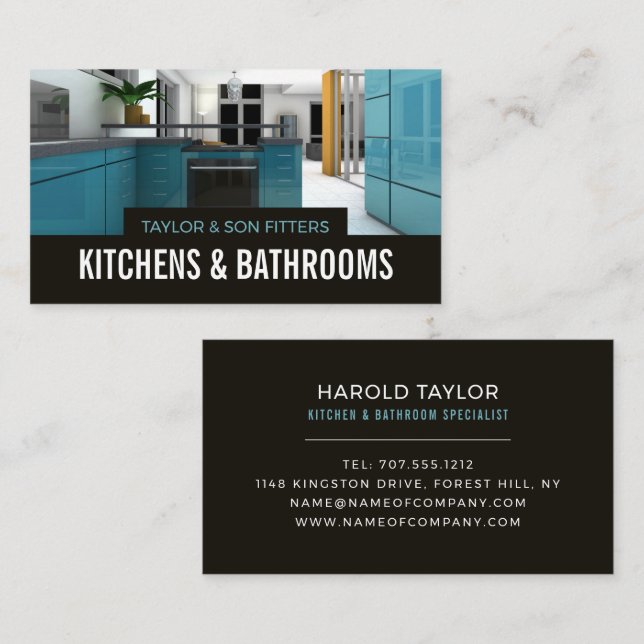 Tarjeta De Visita Diseño elegante de la cocina, cocina y gimnasio (Anverso / Reverso)