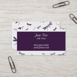 Tarjeta De Visita Diseño elegante de libélula - Púrpura oscuro