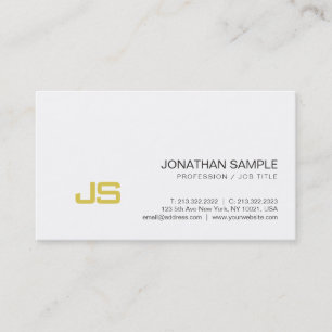 Tarjeta De Visita Diseño elegante de Monograma Profesional Gold Look
